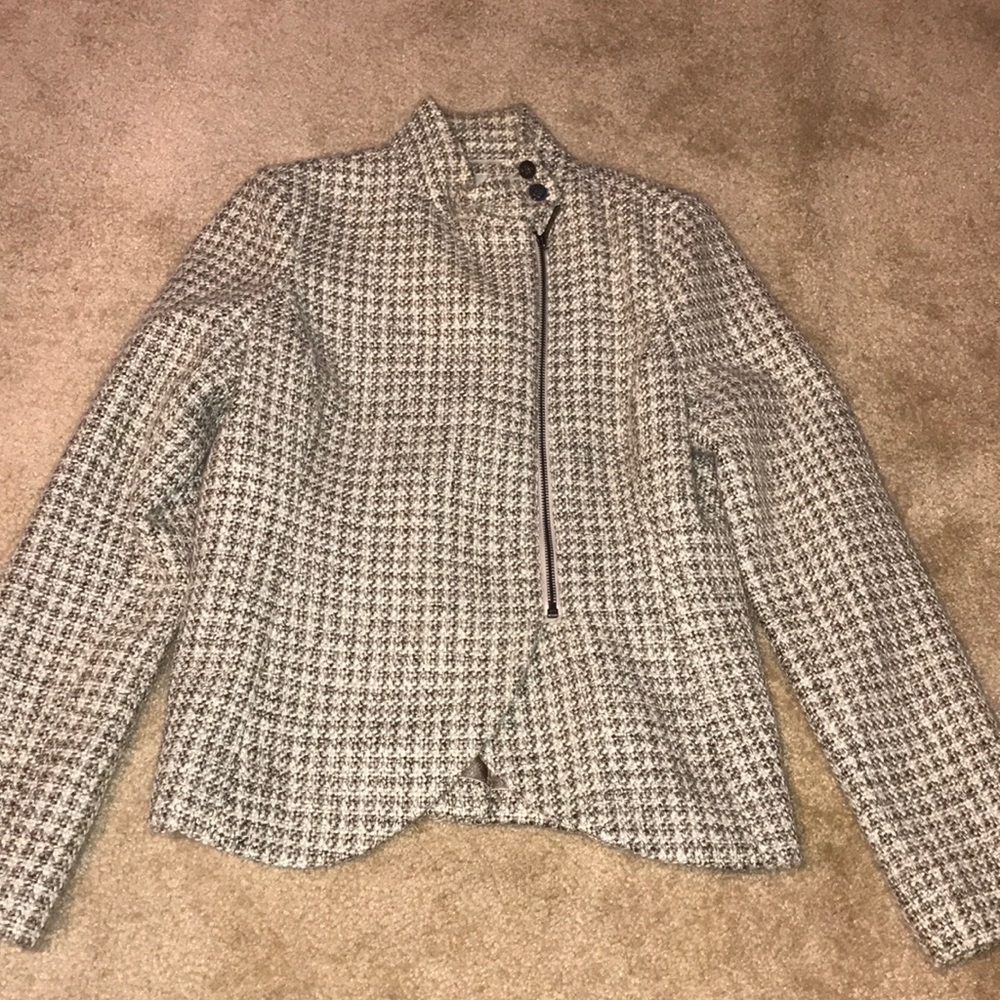 Tweed olive and cream blazer